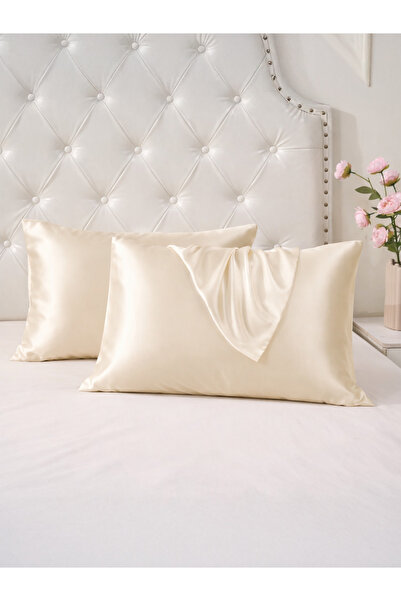 Donetella أغطية وسائد من الساتان - عبوة من قطعتين ناعمة وحريرية مقاس كينج 50×...