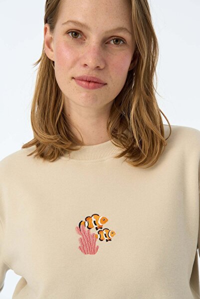 Reflect Studio Hanorac Crop SuperSoft Clownfish - Bej Pergamen