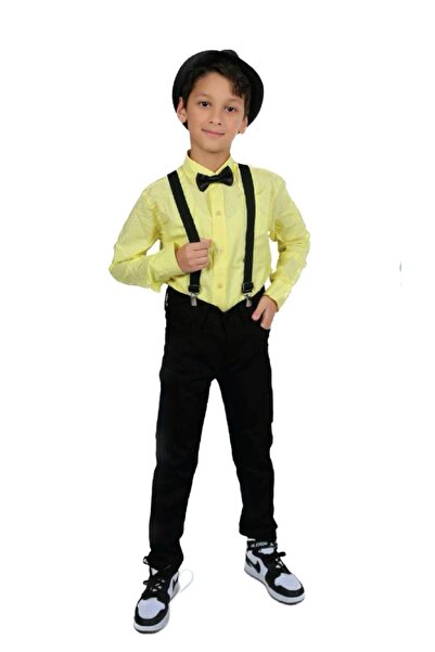 FATELLA Μακρυμάνικο πουκάμισο για αγόρι λινό παντελόνι Ζαρτιέρες παπιγιόν 23 ...