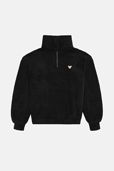 Reflect Studio Hanorac Koala Sherpa cu fermoar pe un sfert - negru