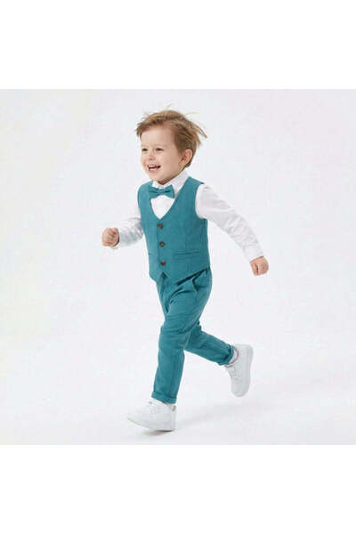 Kidohug Costum elegant baieti, Kidohug, 4 piese: Camasa alba, Pantaloni lungi...