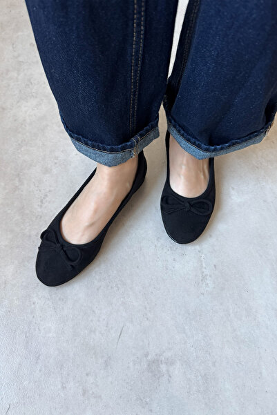 WilloWara حذاء باليرينا نسائي من الجلد السويدي مع شريط لومي