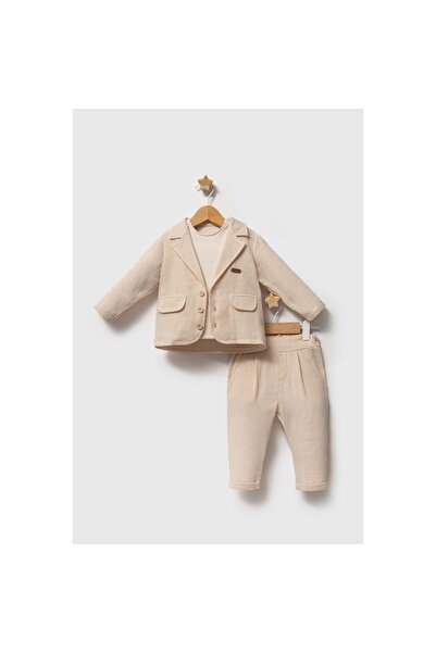 Tongs Baby Boys 6-24 Months Stylish and Comfortable 3-Piece Set Beige