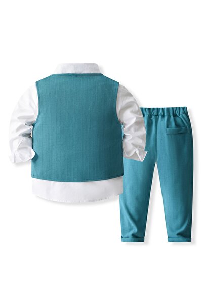 Kidohug Costum elegant baieti, Kidohug, 4 piese: Camasa alba, Pantaloni lungi, Vesta, Papion