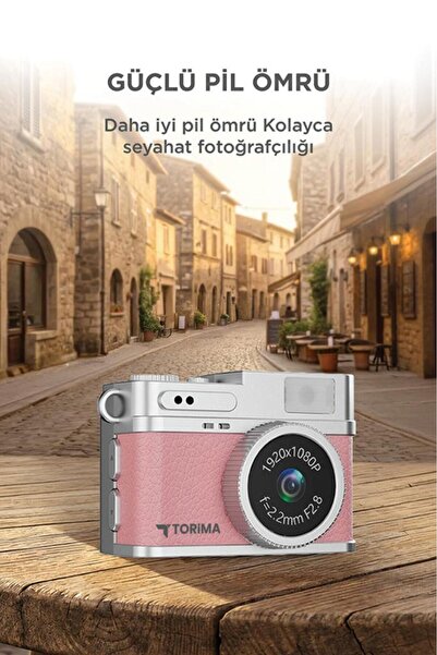 Torima Mini Dijital Kamera Selfie Video Vlog Kamerası Mini Anahtarlık 1080P CMR35 Pembe