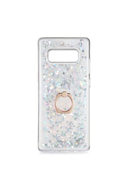 ZM STORE Samsung Galaxy Note 8 Kılıf Renkli Simli Sıvılı Yüzük Standlı Kapak