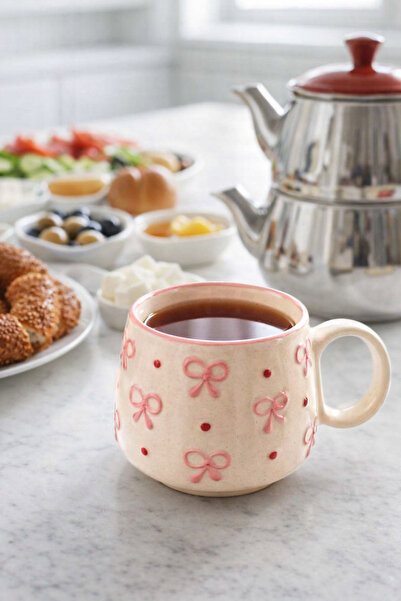 EvaniLife FİYONK DESENLİ ÖZEL EL İŞİ SERAMİK KUPA Kahve & Çay Kupa Bardak Öze...