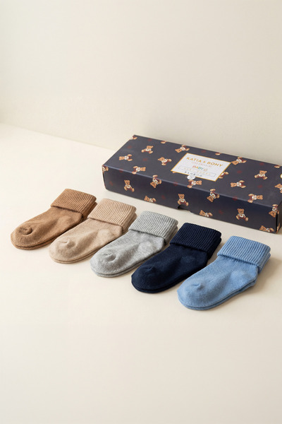 Katia&Bony Pack of 5 Newborn Bamboo Baby Socks Colorful