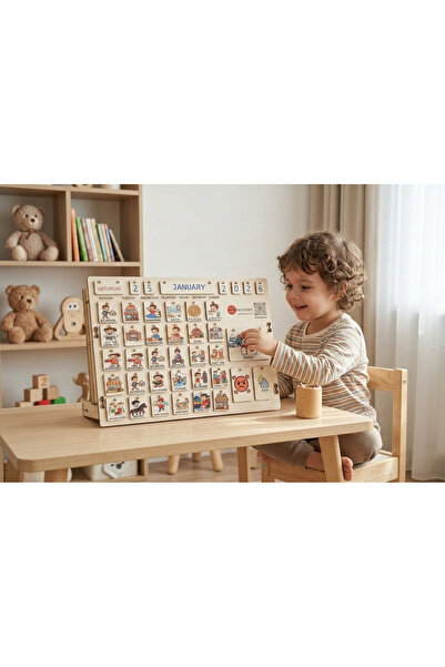 MARSWOODART Montessori İngilizce Haftalık Rutin Tablosu – Ahşap İngilizce Gün...