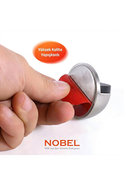 Nobel Yarımay Yapışkanlı Kapı Stoperi, Kapı Tamponu, Metal Kapı Stopu Durdurucu Tutucu Tutacağı İnox