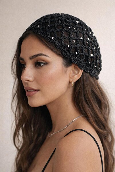 one depot only for quality life Sequin Mesh Beanie Hair Accessory