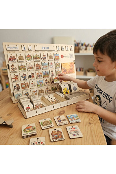 MARSWOODART Montessori Haftalık Rutin Tablosu – Ahşap Çocuk Günlük Planlayıcı...