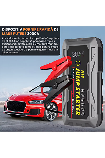 OmniDC Redresor auto, Robot pornire auto, Starter Auto Portabil, 20000mAh de ...