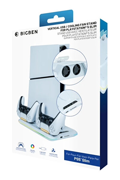 Nacon Stație de încărcare cu ventilator RGB/USB Hub/Ventilator alb Slim - Pla...