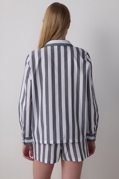 Penti Mix Quinn Striped Ls Gömlek Shorts Set Pajama Set