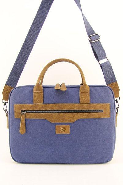 HNB Unisex Blue Canvas Waterproof 15.6 Inch Computer Laptop Briefcase Bag I