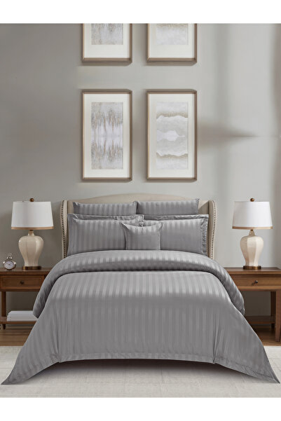 Donetella Hotel Striped Comforter Set King Size, 8-Pcs, 260x240 cm, Bedding S...