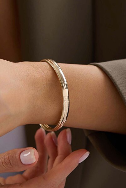 Bayar Gold 14 Ayar Altın İtalyan Bombeli Esnek Bilezik