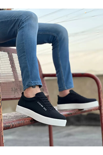 BOA BA0104 Bağcıklı Nubuk Spor Klasik Siyah Erkek Ayakkabı