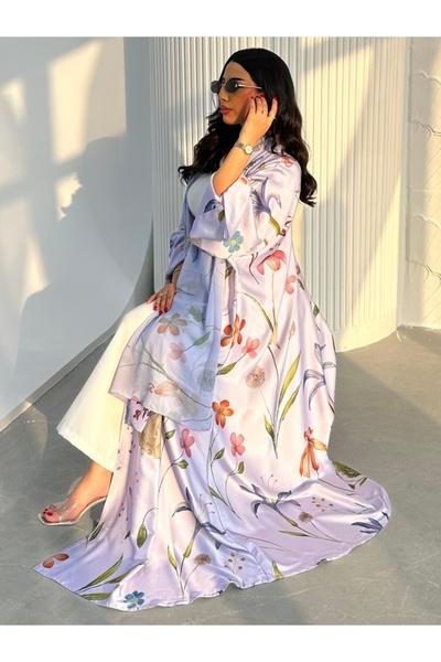 Noon Noora طقم مكون من قطعتين: رداء مطبوع أنيق وغطاء رأس