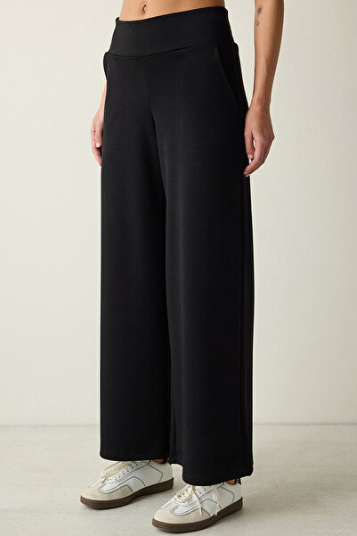 Penti Black High Waist Pocket Wide Leg Trousers