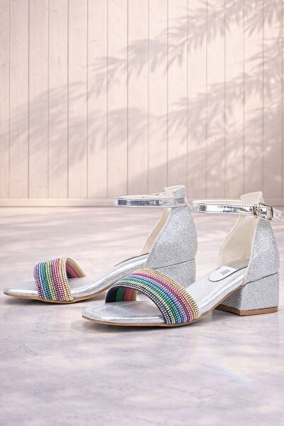 hapshoe Tiara Colorful Stone Silver Rochie de seara pentru fete Pantofi cu toc