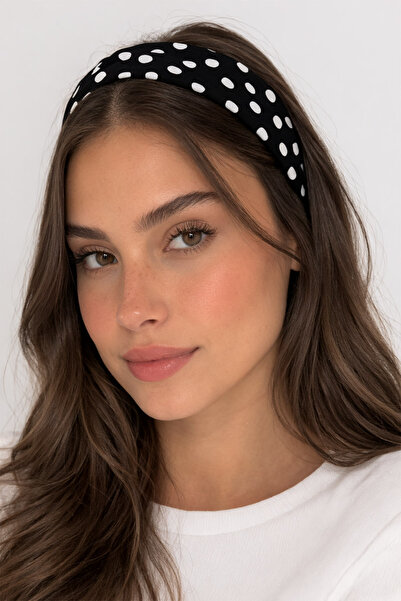 New Obsessions 2 τεμάχια Μαύρο και άσπρο πουά κορδέλα μαλλιών από ζέρσεϊ