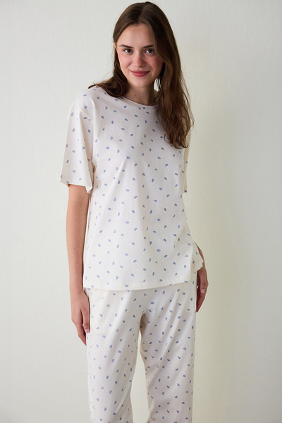 Penti Gardenya Hailee Floral Cotton Crew Neck Short Sleeve Pyjama Set