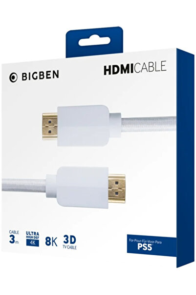 Nacon HDMI Cable 2.1 Braided 8K 3m White - Playstation 5