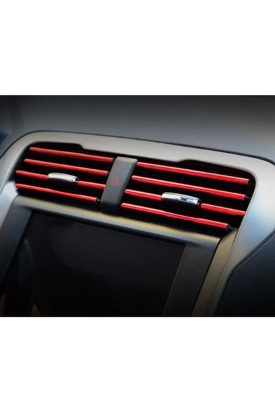 Sm Motors Premium Non-Peelable In-Car Air Conditioner Grill Air Outlet Decorative Strip 10 Pieces - Red
