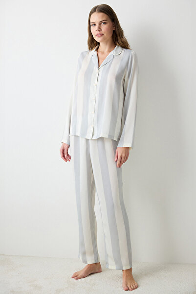 Penti Mix Shirt Collar Long Sleeve Pyjamas Set Pajama Set