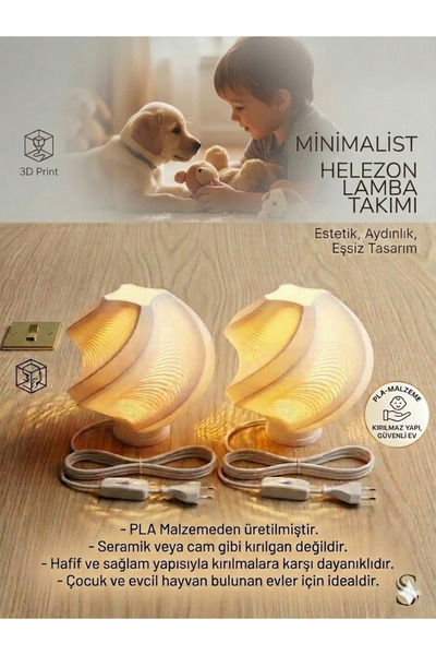 EsmaHome ÇİFLİ TAKIM STAR MODEL ABAJUR 3D Dekoratif Model. Şık Ve Zarif. Abaj...