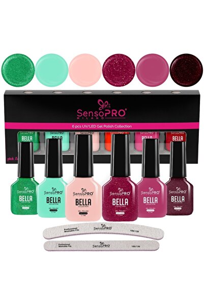 SensoPRO Milano Σετ 6 ημιμόνιμων βερνικιών νυχιών BELLA SensoPRO Milano, Glos...