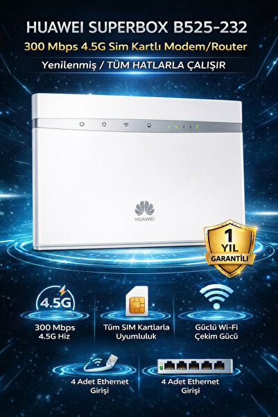 Huawei Superbox B525-232 300 Mbps 4.5G Sim Kartlı Modem/Router (Yenilenmiş / ...