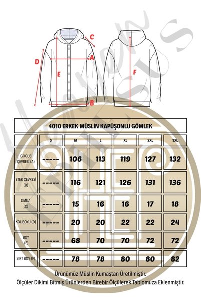 TCT TEKSTİL Müslin Kapüşonlu Erkek Gömlek - 4010