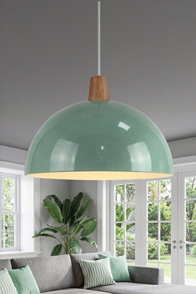 Marrien Luna Bohem Ahşap Mint Metal Sarkıt (30 cm) | Yemek Masası Üstü Avize ...