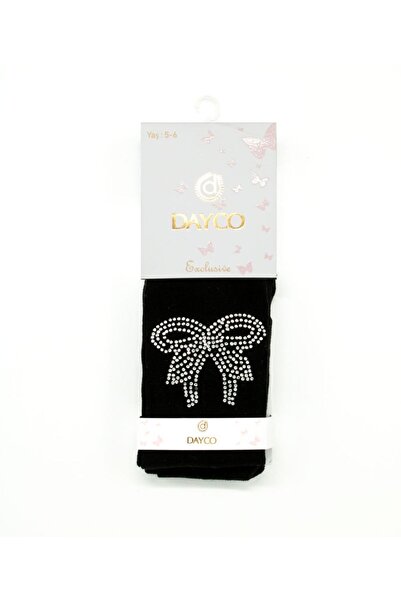 DAYCO Kameno izvezena mašna Sa deznom crne dečije čarape