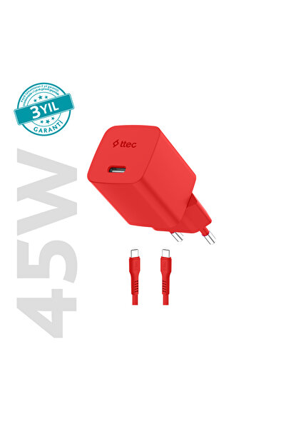 Ttec SmartCharger GAN 45W AVS PD Seyahat Hızlı Şarj Aleti + USB-C - USB-C 3A ...