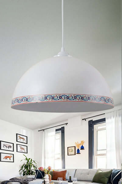 Marrien Luna Tile Tekli Beyaz Metal Sarkıt (30 cm) Salon, Mutfak & Cafe için ...