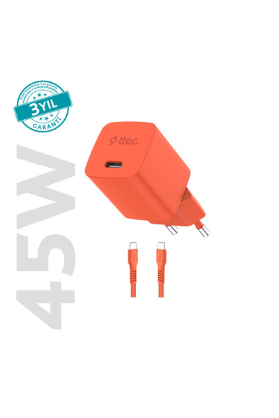 Ttec SmartCharger GAN 45W AVS PD Seyahat Hızlı Şarj Aleti + USB-C - USB-C 3A ...