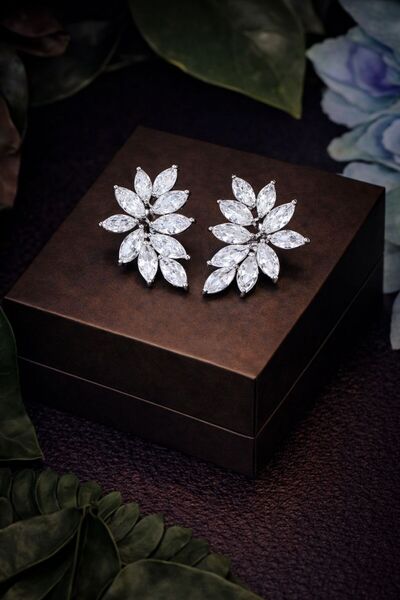 VİYA Acacia Gümüş Renk Zirkon Taşlı Abiye Düğün Nişan Söz Parti Davet Hediye ...