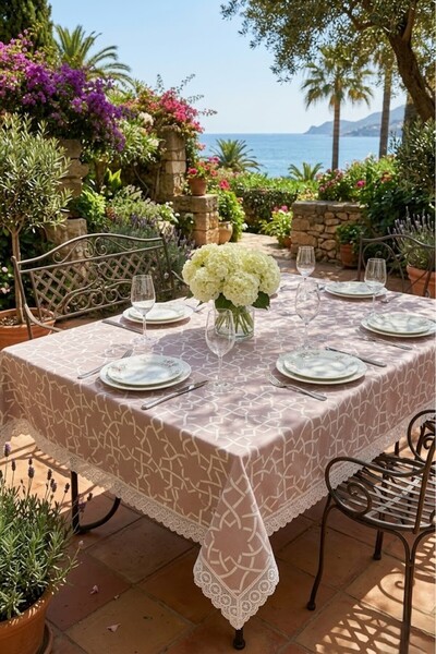 Rona Home Față de masă de lux, rezistentă la pete, impermeabilă, cu dantelă, ...