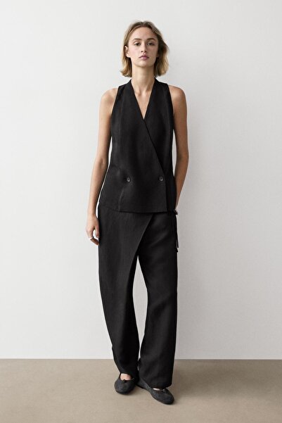 Massimo Dutti Düğme detaylı kruvaze yelek