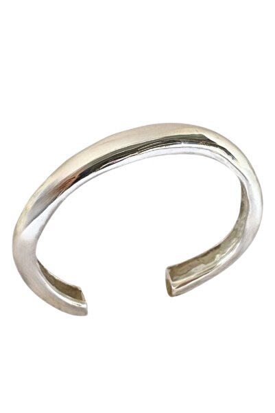 LİNYA JEWELLERY Grel Kalın Asimetrik Parlak Gümüş Bileklik