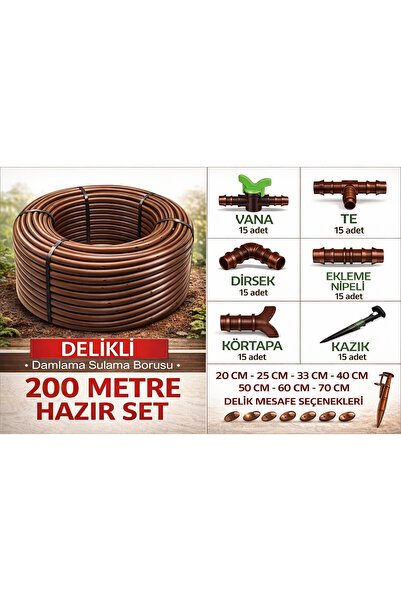 Genel Markalar Delikli 200 Metre Damla Sulama Sistemi Ve Ek Parçaları