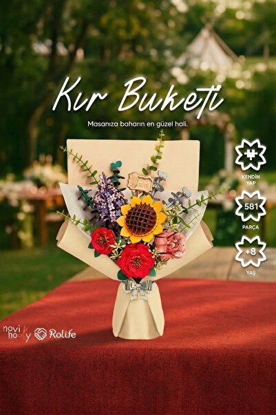 NoviHobby Ahşap Kır Buketi 3D Puzzle Ahşap Minyatür Maket Kiti DIY Kendin Yap