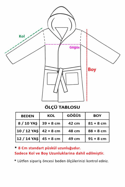 EMİLLİE Mira Çocuk Havlu Peştemal Bornoz Unisex - % 100 Pamuk