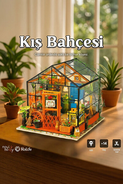 NoviHobby Minyatür Kış Bahçesi 3D Puzzle Ahşap Minyatür Maket Kiti DIY Kendin...
