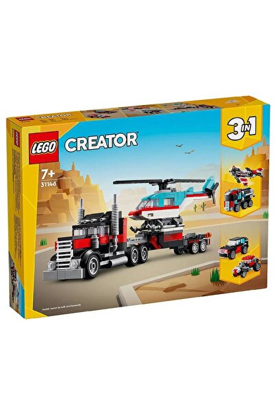 LEGO Camion cu platformă Creator cu elicopter (31146)