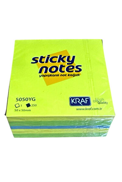KRAF Αυτοκόλλητο χαρτί σημειώσεων σε κύβους 50x50mm 250 τεμάχια Νέον Κίτρινο ...